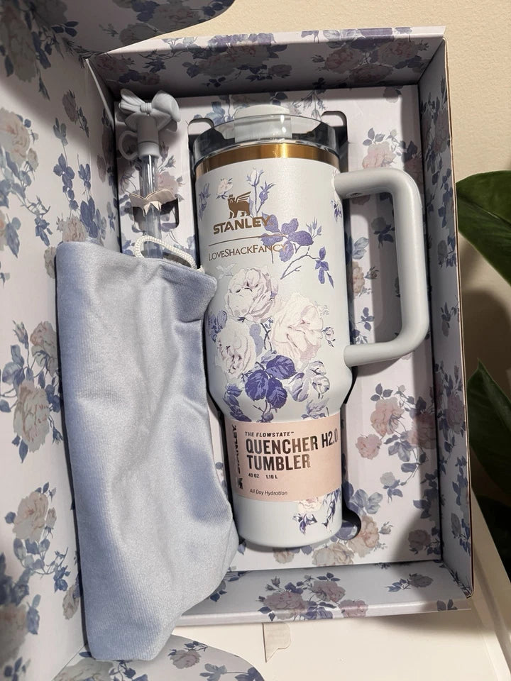 Stanley x LoveShackFancy 40oz Quencher Tumbler Pink Floral Limited Edition