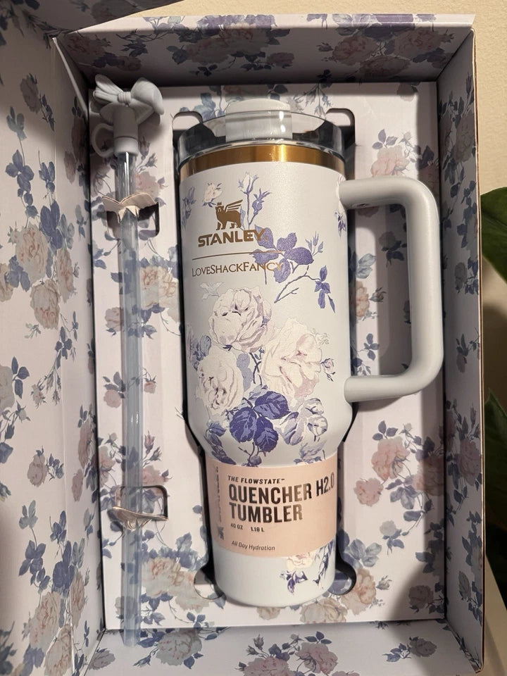 Stanley x LoveShackFancy 40oz Quencher Tumbler Pink Floral Limited Edition
