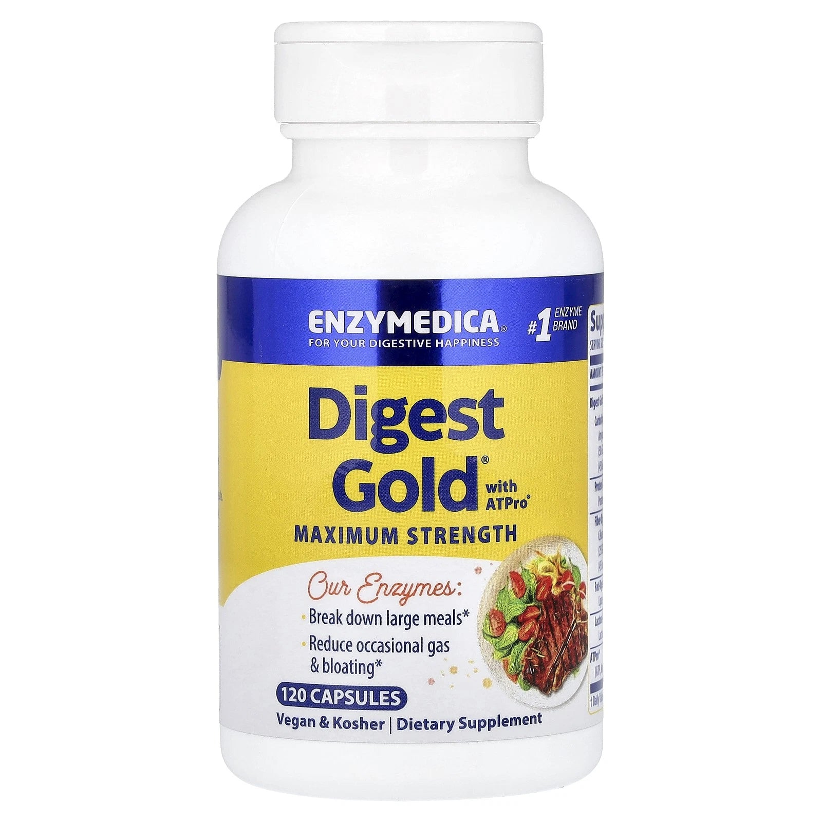Enzymedica Digest Gold with ATPro 120 Capsules Casein-Free, Dairy-Free
