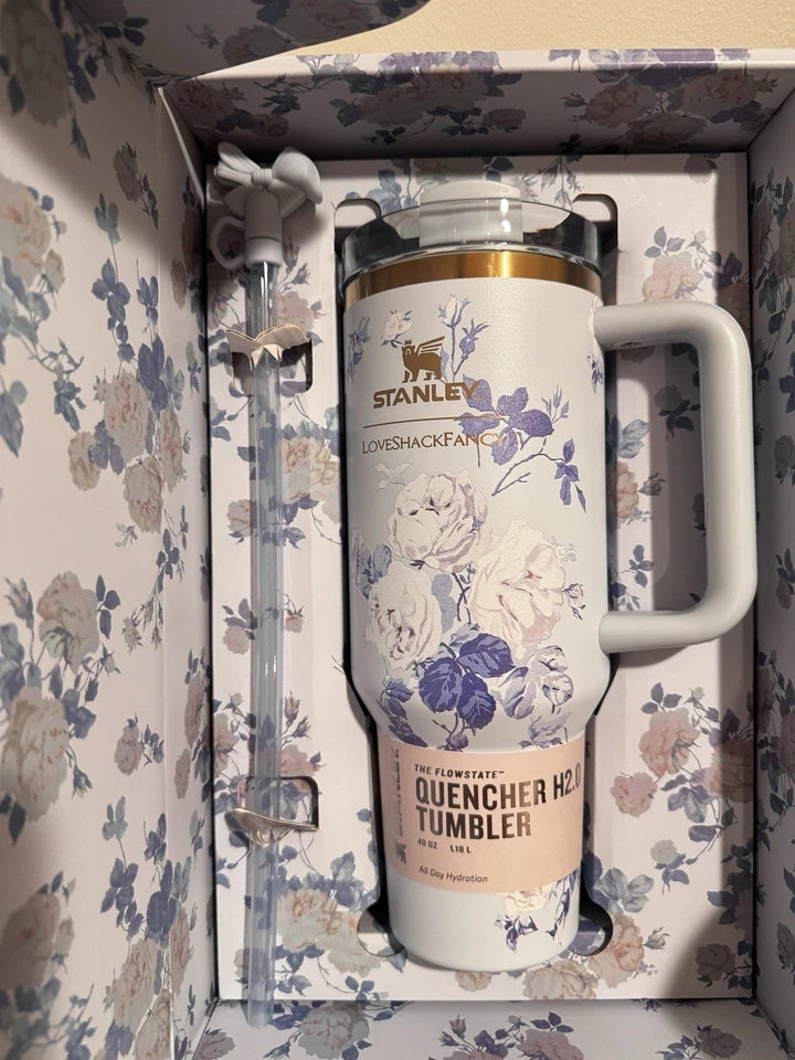 Stanley x LoveShackFancy 40oz Quencher Tumbler Pink Floral Limited Edition