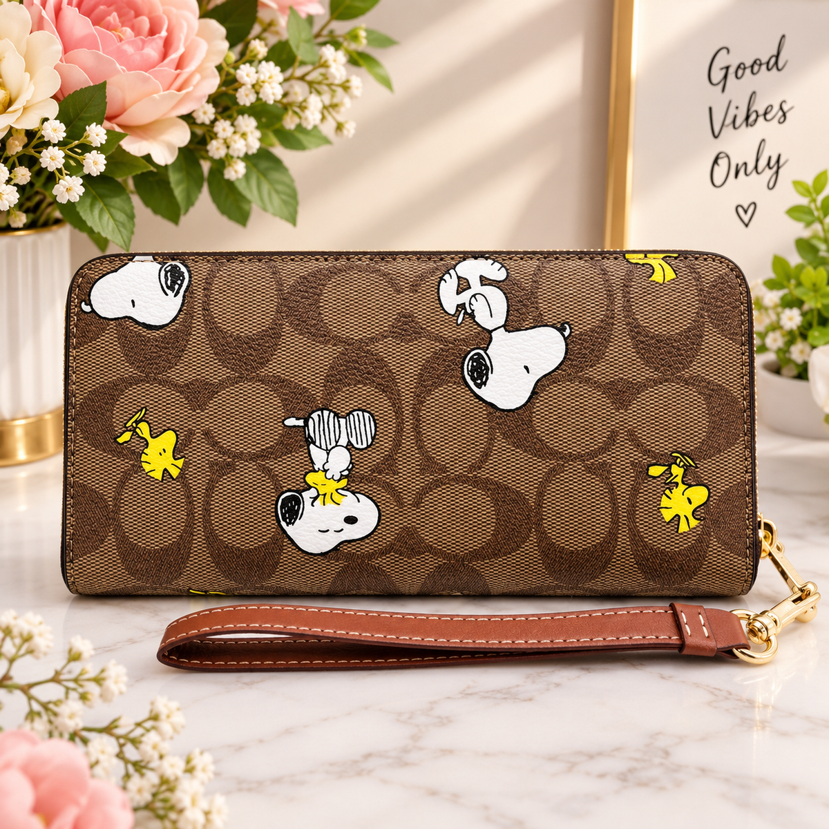 COACH Wallet Slim Wallet Coach Long Wallet Snoopy Signature Zook