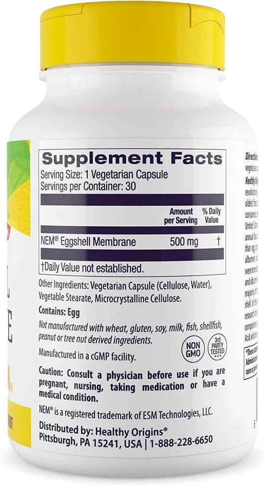 Eggshell Membrane 500 mg NEM, Non-GMO, Gluten Free, Joint Support, 120 Veggie