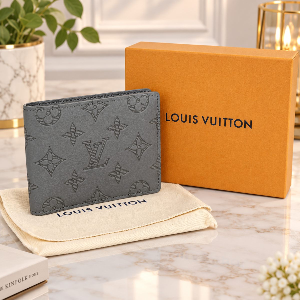 Louis Vuitton Portefeuille Multiple Monogram Shadow Anthracite Gray bifold wallet