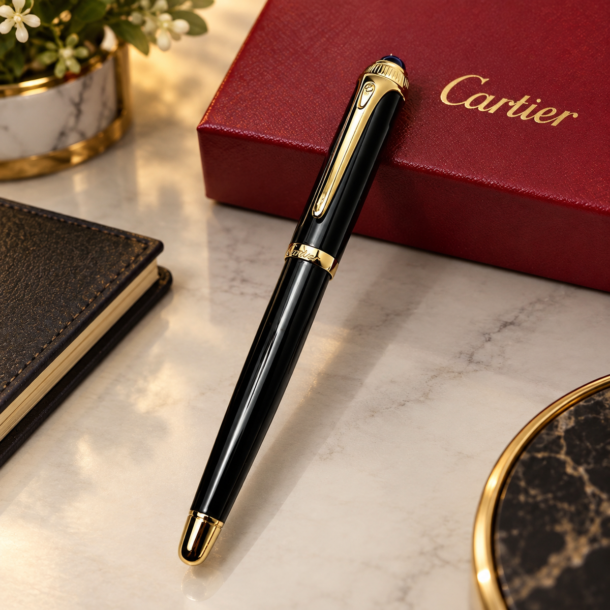 Cartier Black Gold Composite Executive Rollerball Pen Rare AD VIP Gift