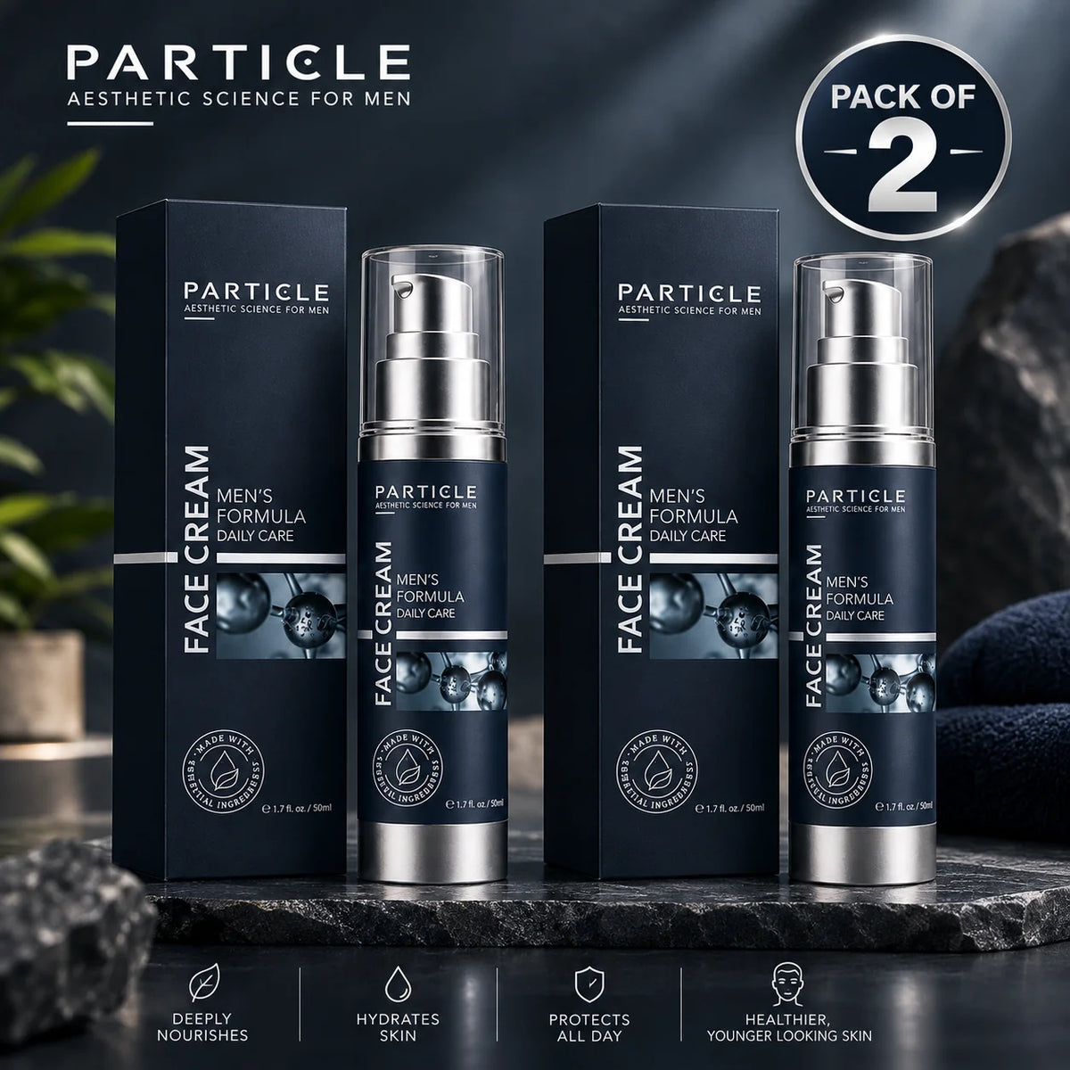 Particle Men's Face Cream Daily Moisturizer 2-Pack 1.7 fl oz 50m
