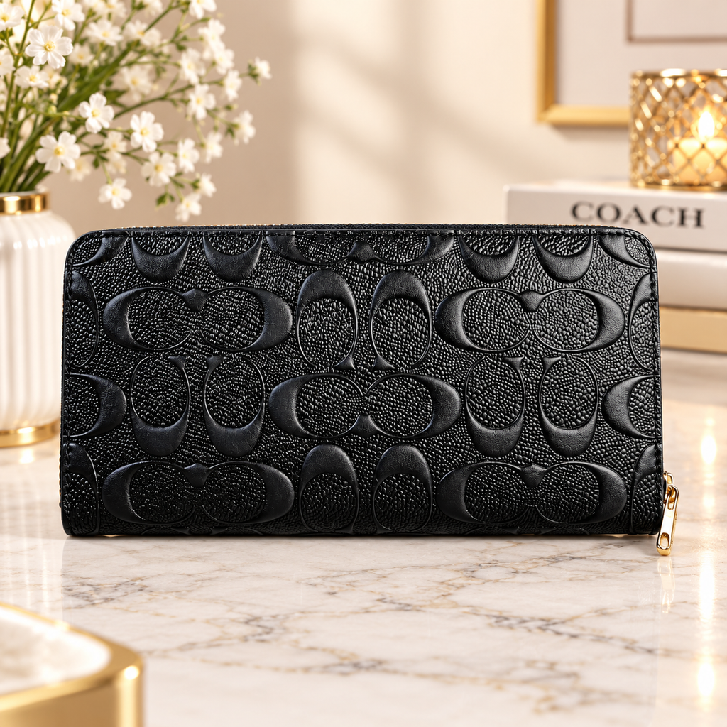 COACH F53834 Round Zipper Long Wallet Black