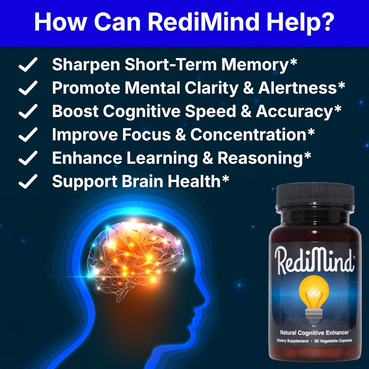 Natural Cognitive Support and Brain Supplement, Vegan, Gluten-Free