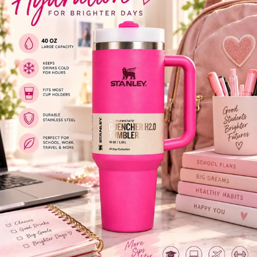 Stanley Quencher H2.0 40 oz Pink Tumbler