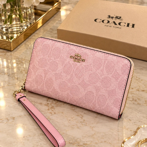 Coach Long Zip Around Wallet In Signature Canvas CW778