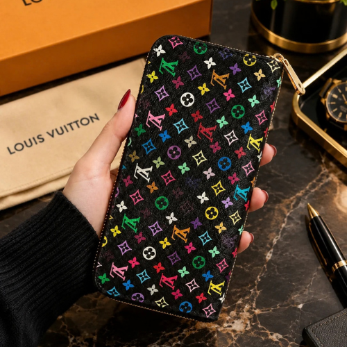 LV Louis Vuitton Black Multicolor Murakami Insolite Wallet