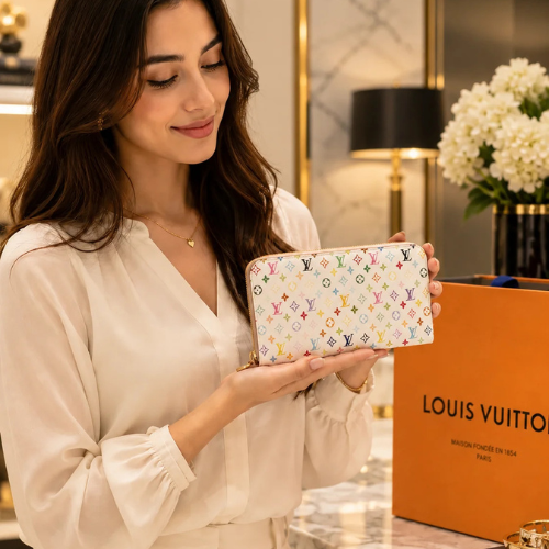Louis Vuitton White Multicolor Takashi Sarah Long Wallet pink interior