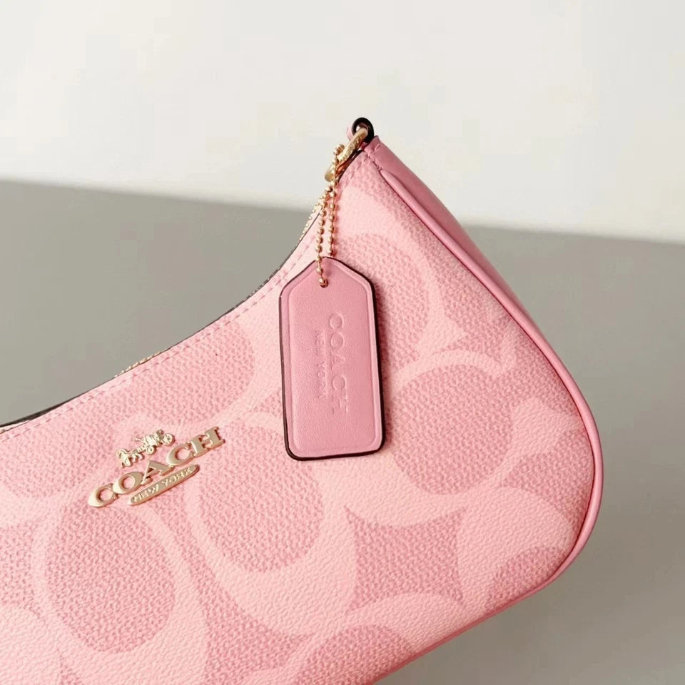 COACH Teri Shoulder Bag In signature canvas/Gold/Powder Pink New CAL51