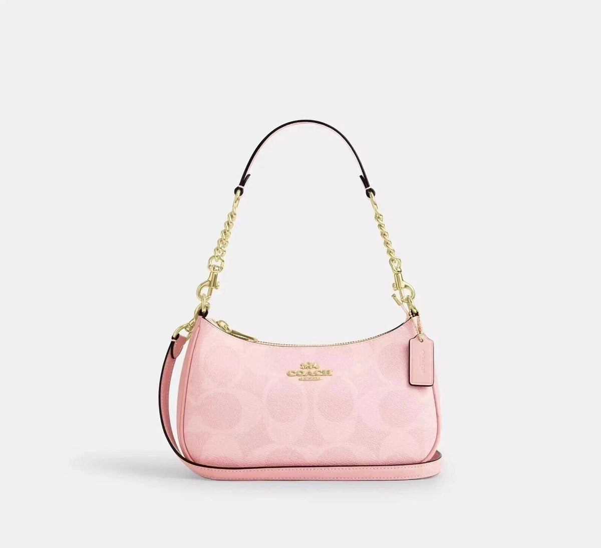 COACH Teri Shoulder Bag In signature canvas/Gold/Powder Pink New CAL51