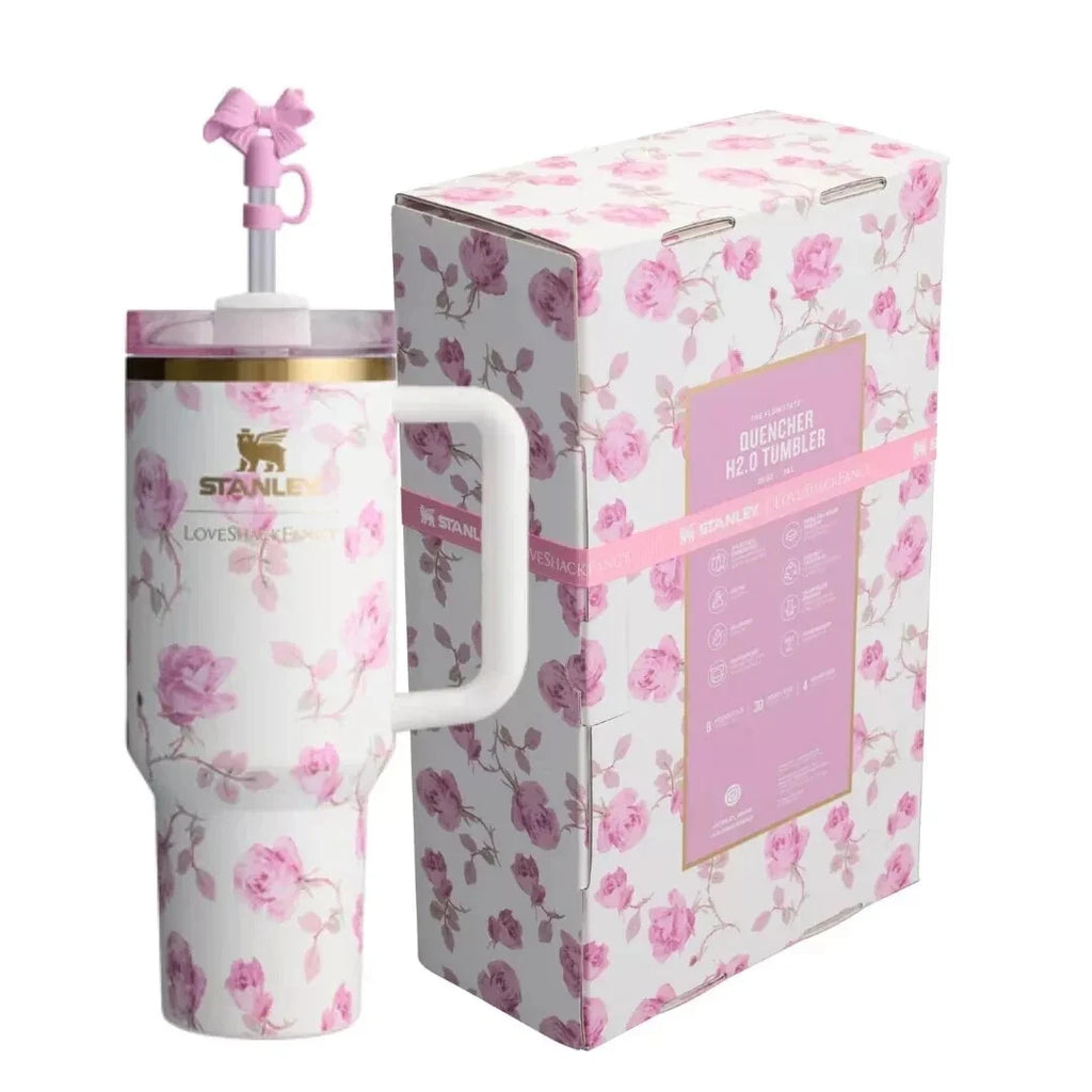 Stanley x LoveShackFancy Quencher Tumbler 40 oz Ribbon Rosa