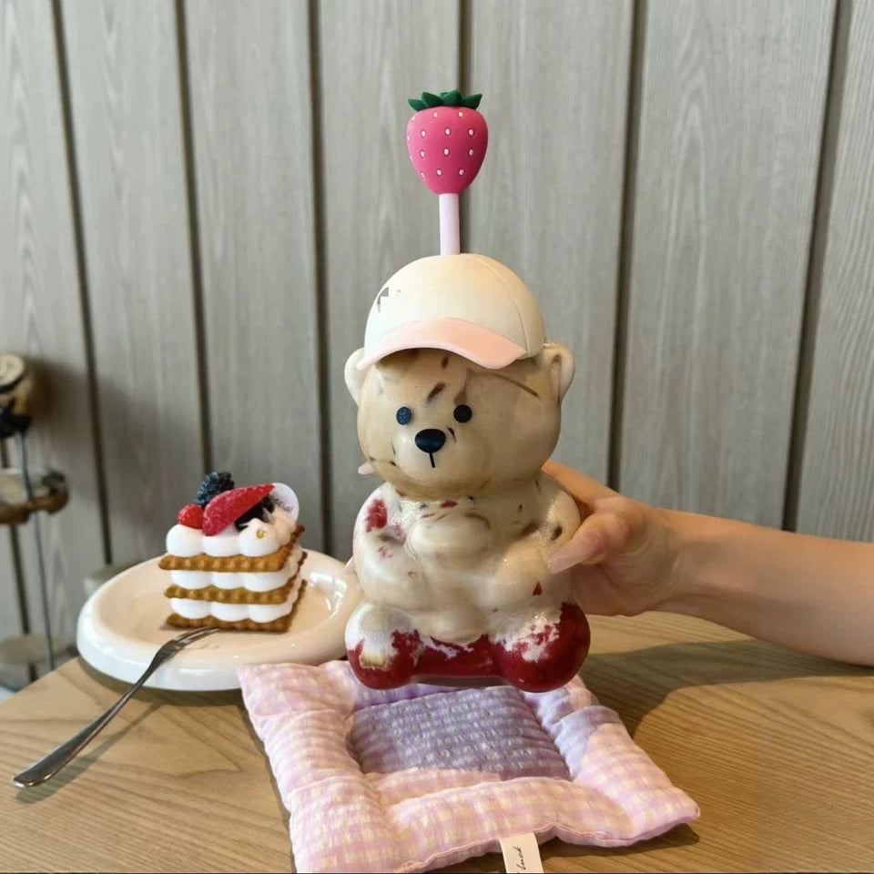 Starbucks Bear Cup Tumblers With Strawberry Topper Baseball Cap 2026