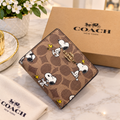 NWT Coach X Peanuts Snap Wallet In Signature Canvas With Snoopy Print CBN32