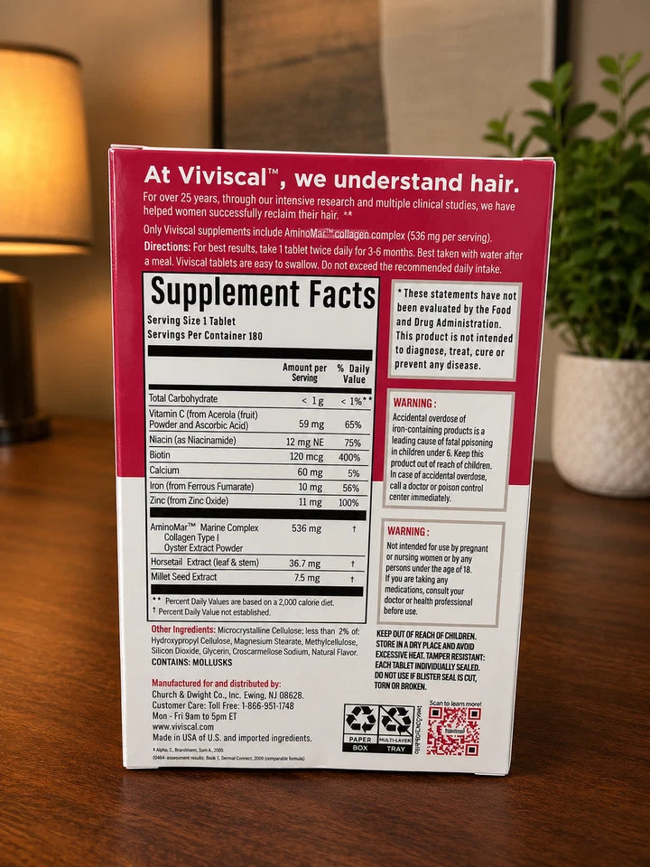 Viviscal Advanced Hair Health Supplement Growth Tablets for Women 180 Tablets