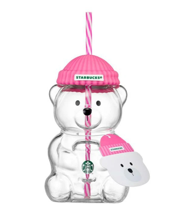 Starbucks Korea Barbie Pink Bearista Glass Cold Cup 591ml Bear Tumbler