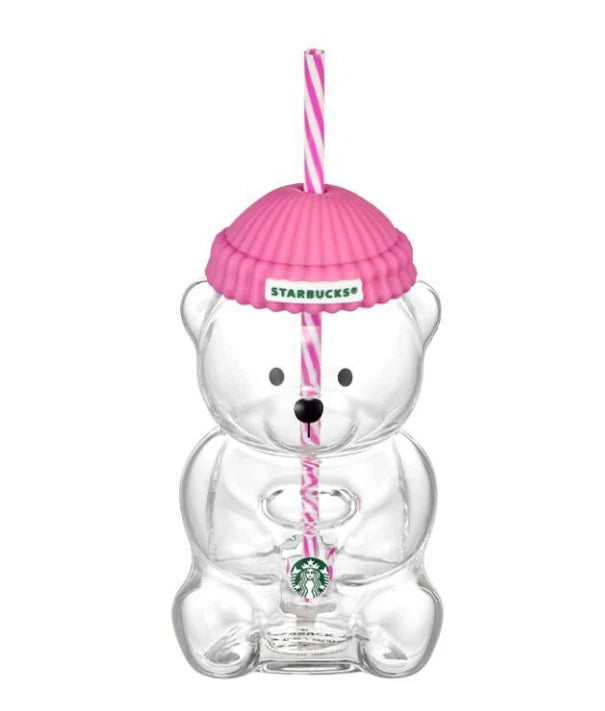 Starbucks Korea Barbie Pink Bearista Glass Cold Cup 591ml Bear Tumbler