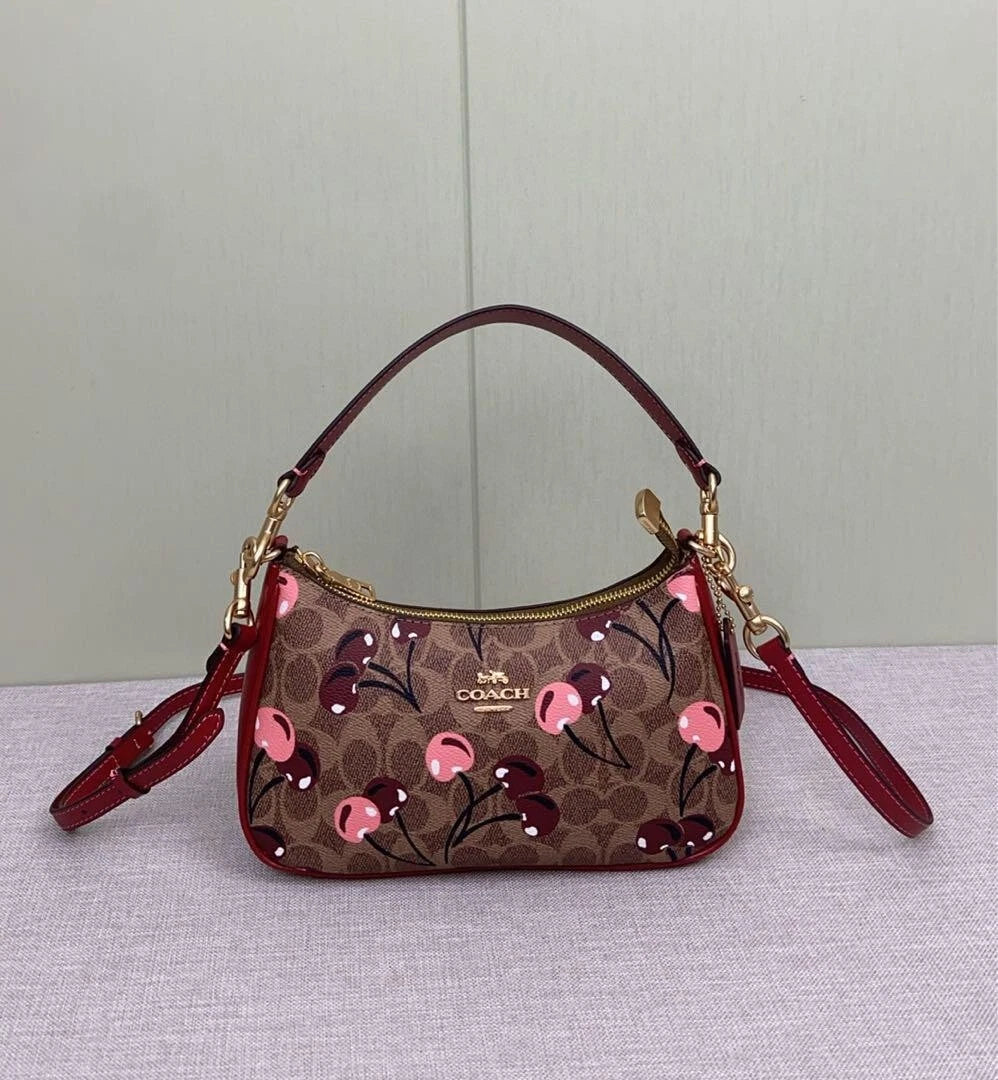 COACH Teri Shoulder Signature Canvas Cherry Print CY694 Outlet New