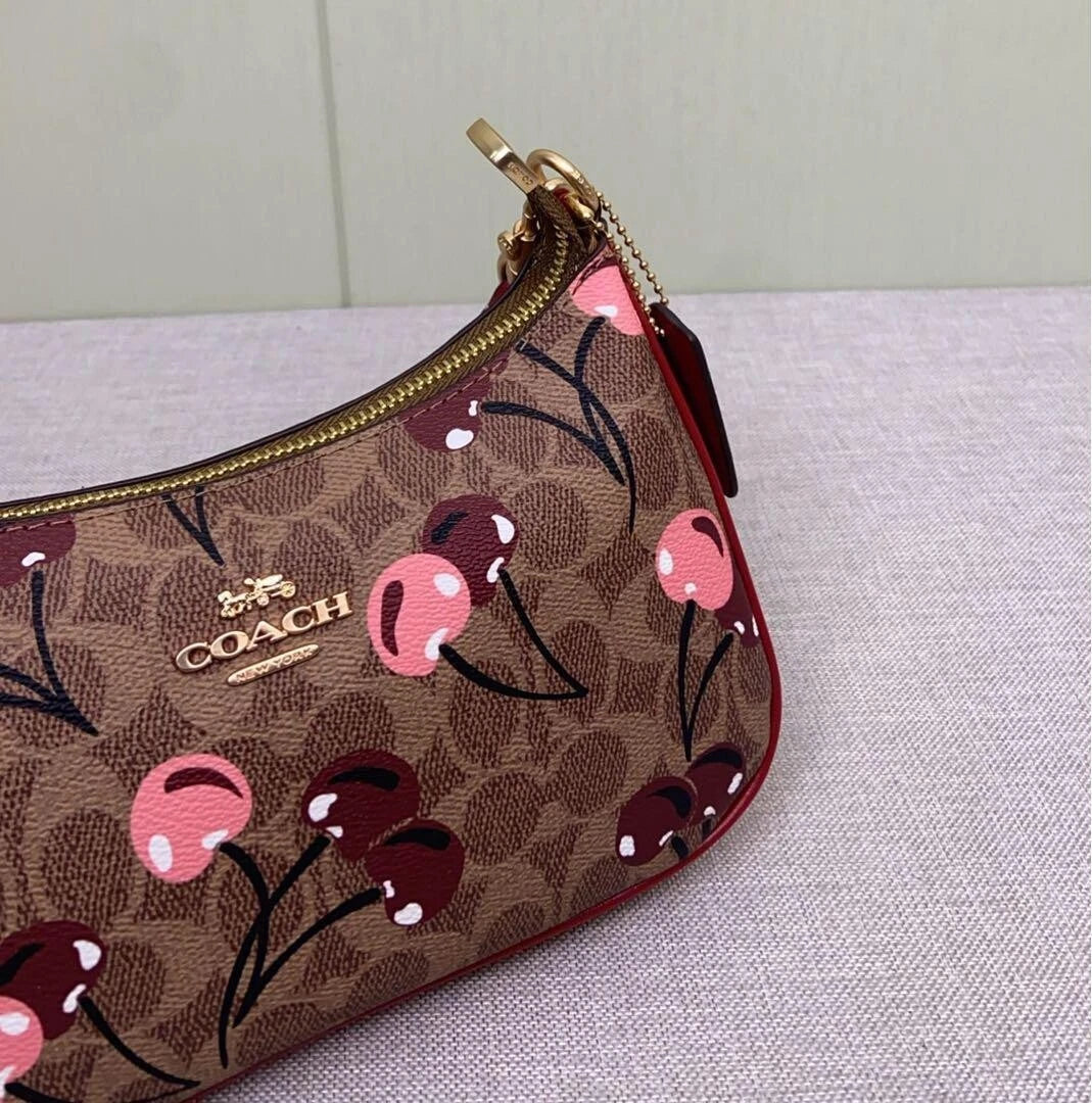 COACH Teri Shoulder Signature Canvas Cherry Print CY694 Outlet New