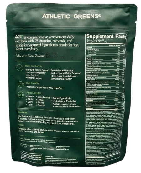 AG1 Greens Powder Refill – 75 Vitamins, Multivitamin & Probiotic Gut Health