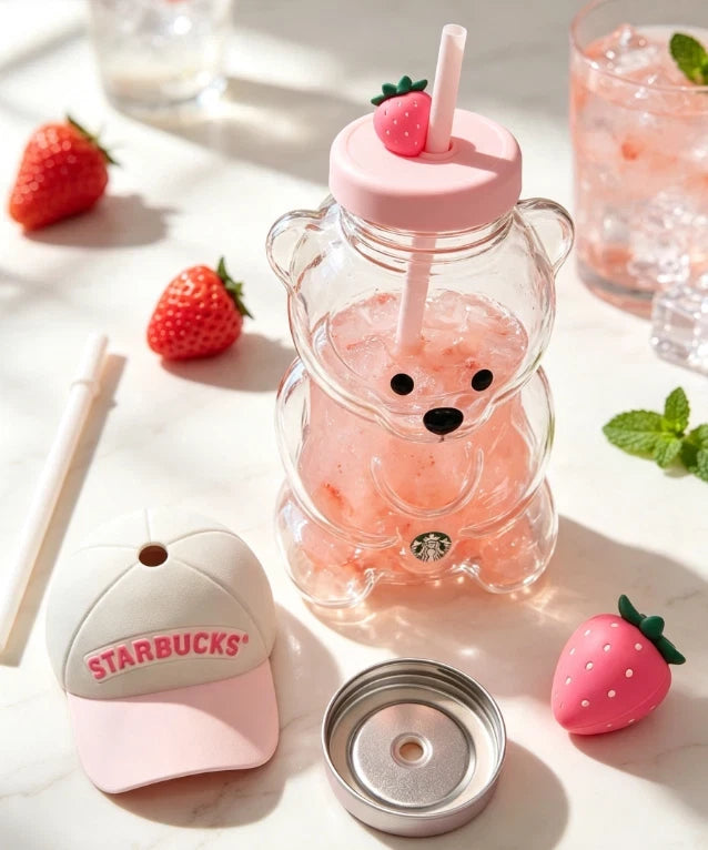 2026 Starbucks Bearista Bear Cup Tumblers Strawberry Topper Baseball Cap