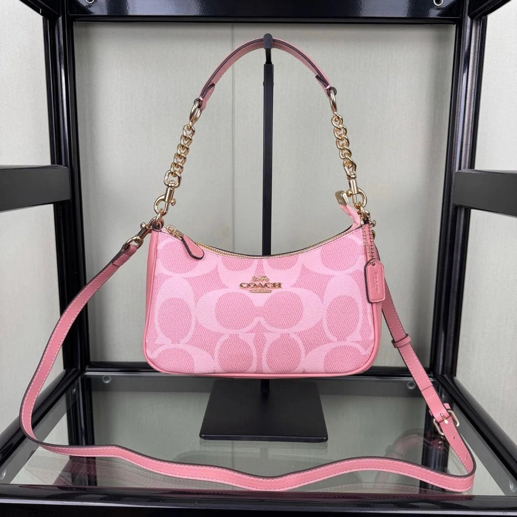 Coach Teri Shoulder Signature Canvas CAL51 Powder Pink outlet NEW