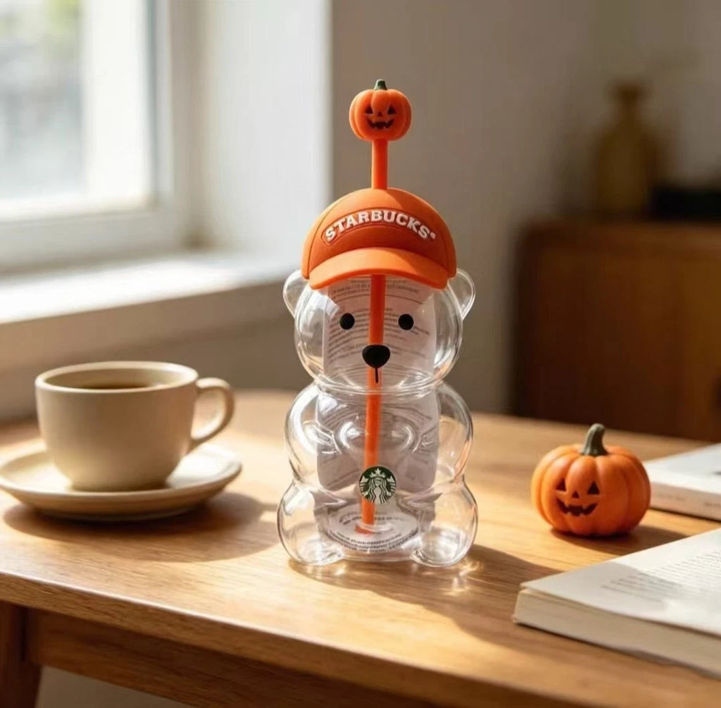 2026 Star bucks Halloween Bearista Bear Cup Tumbler Pumpkin Topper Cap