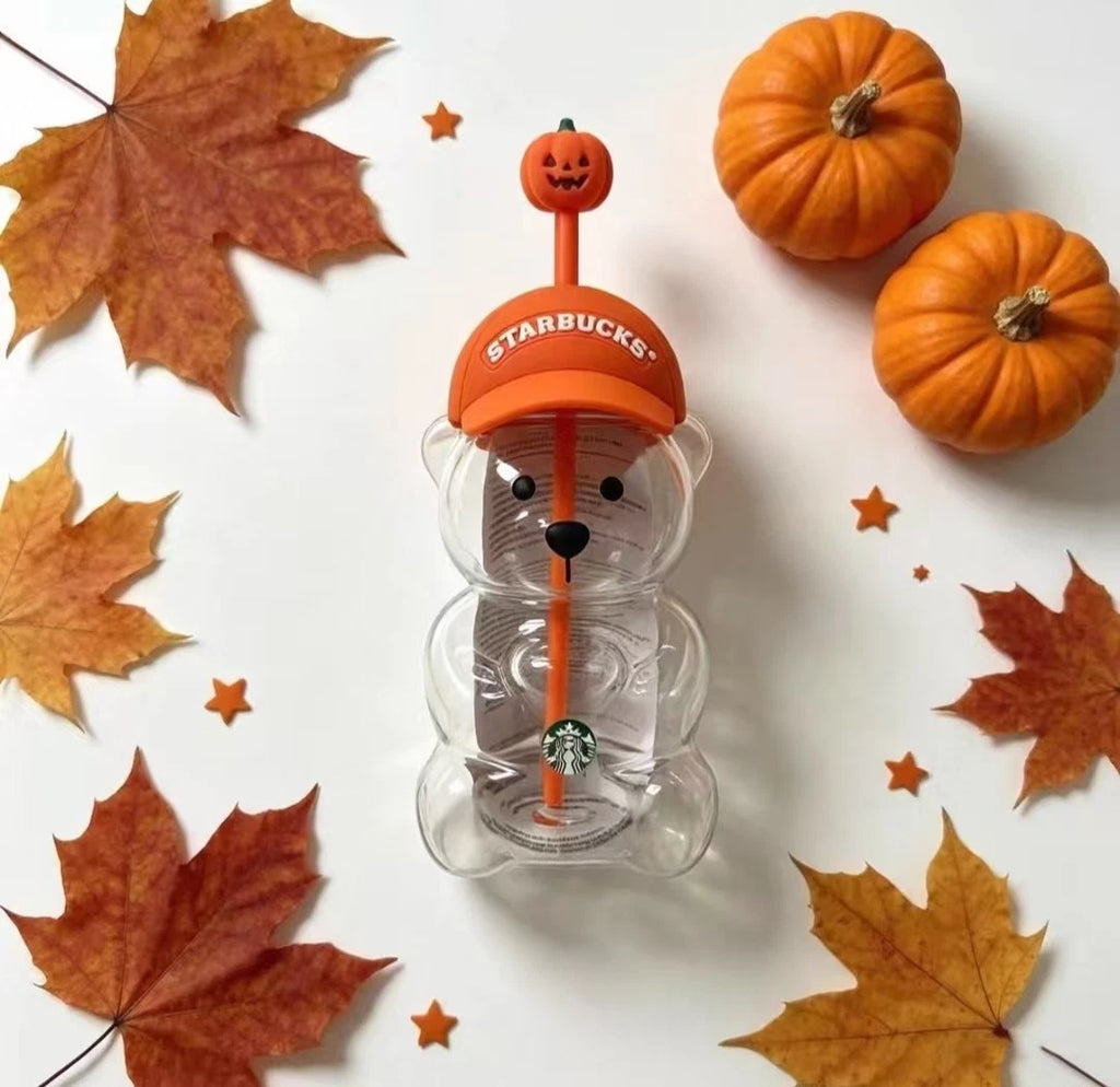 2026 Star bucks Halloween Bearista Bear Cup Tumbler Pumpkin Topper Cap