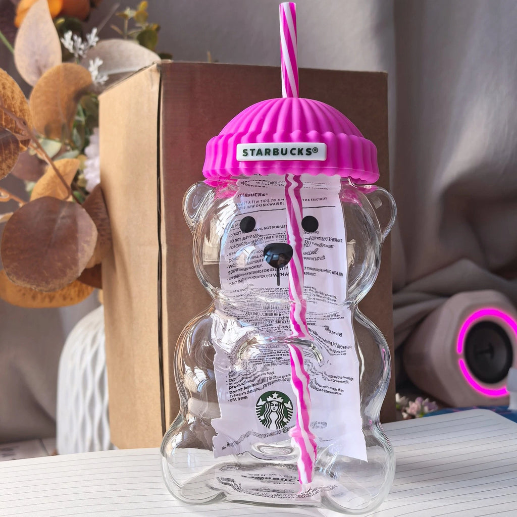 2026 Starbucks Bearista Rose Red Bear Glass Tumbler Cold Cup