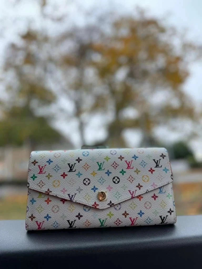 Louis Vuitton x Takashi Murakami White Multicolor Sarah Long Wallet With Box