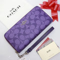 COACH Long Round Zip Wallet with Strap Purple Signature C4452 outlet JP New