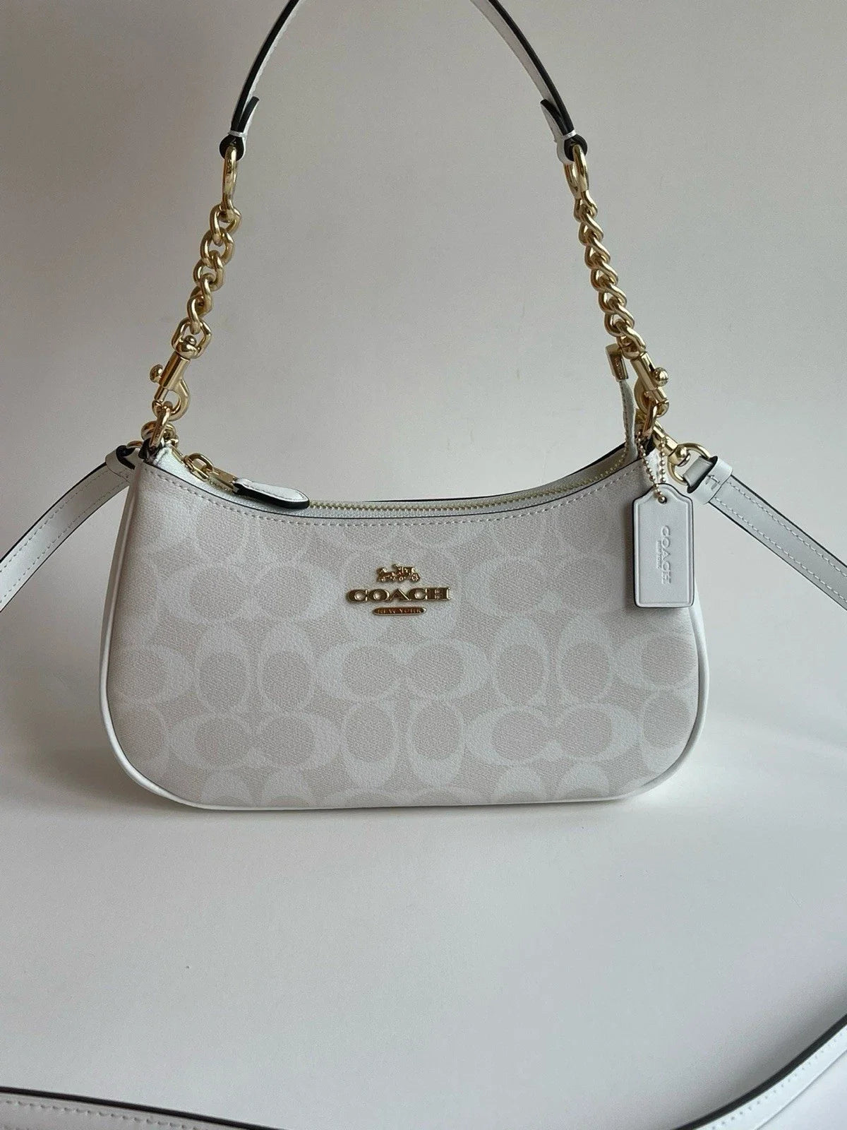 NEW COACH Teri 2Way Shoulder Bag Signature Coated Canvas White outlet CA548