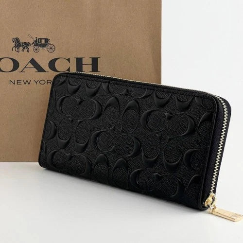 Coach F53834 Long Zip Around Wallet Signature Leather Black Japan New outlet