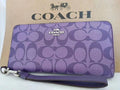 COACH Long Round Zip Wallet with Strap Purple Signature C4452 outlet New