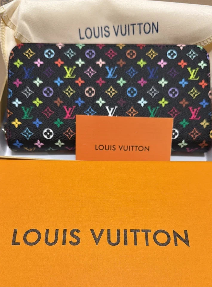 LOUIS VUITTON Monogram Multicolor Takashi Murakami Zippy Long Wallet- Black