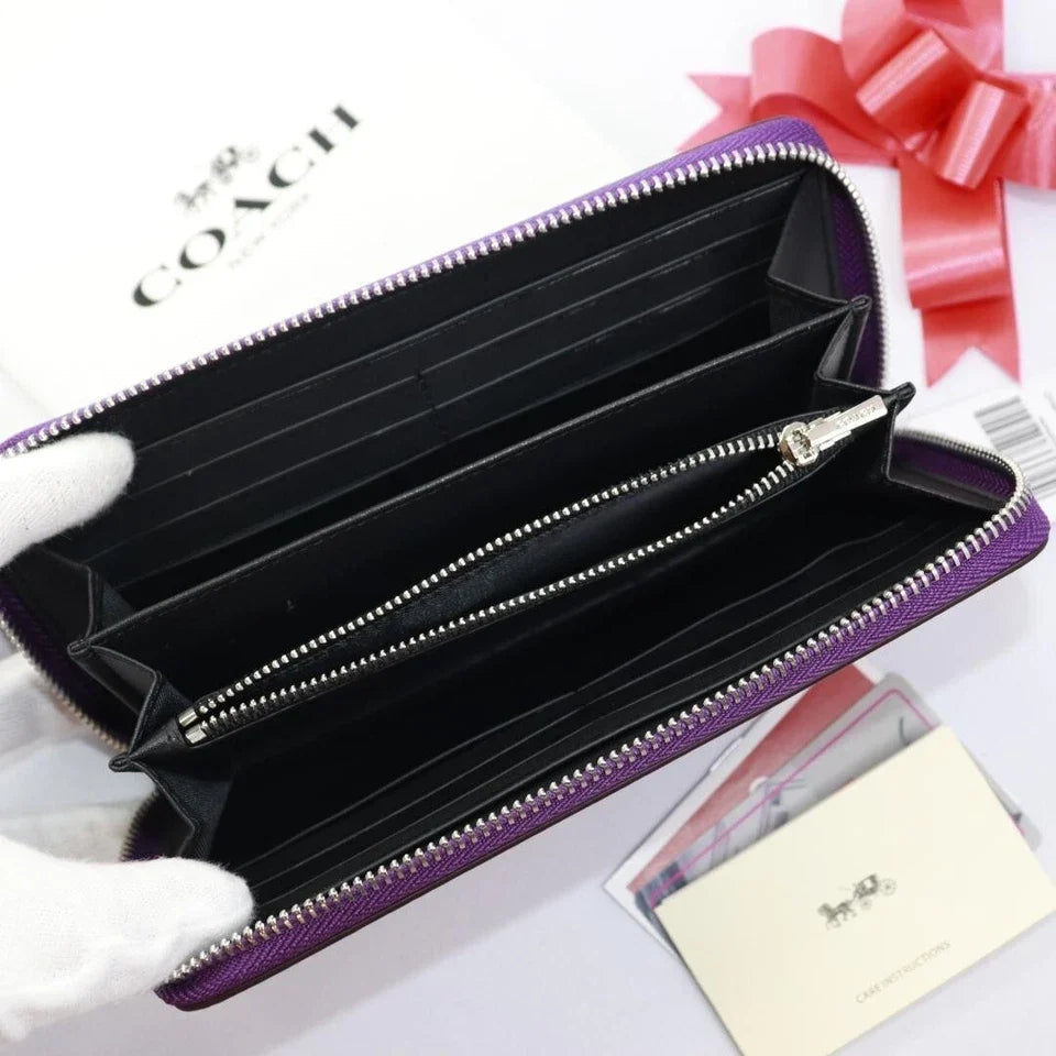 COACH Long Round Zip Wallet with Strap Purple Signature C4452 outlet JP New