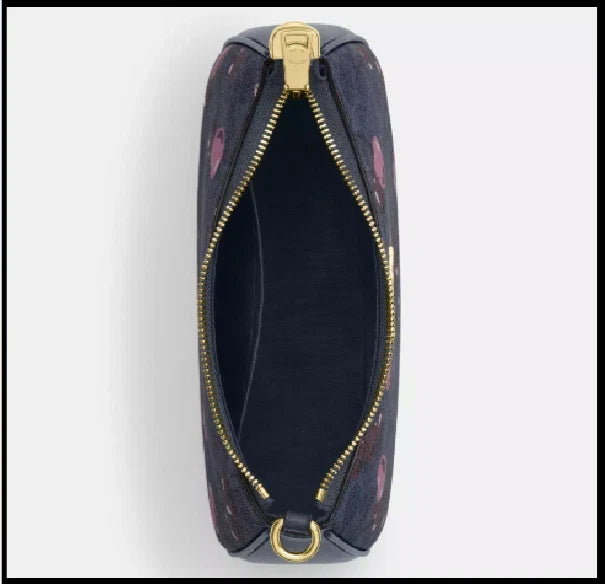 COACH CY694 Teri Shoulder Bag Signature Canvas Cherry Print Denim Blue Outlet