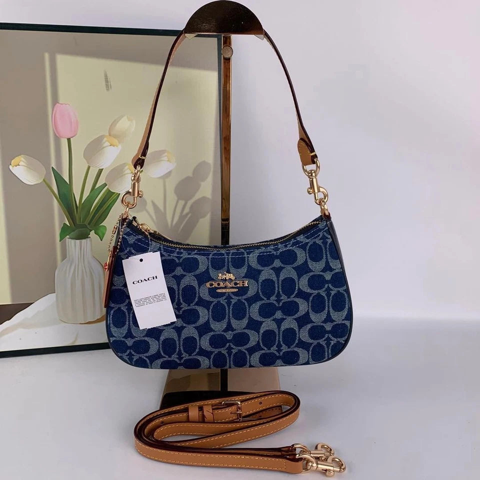 Coach CAF82 Denim/Natural Teri Shoulder Signature Denim Outlet