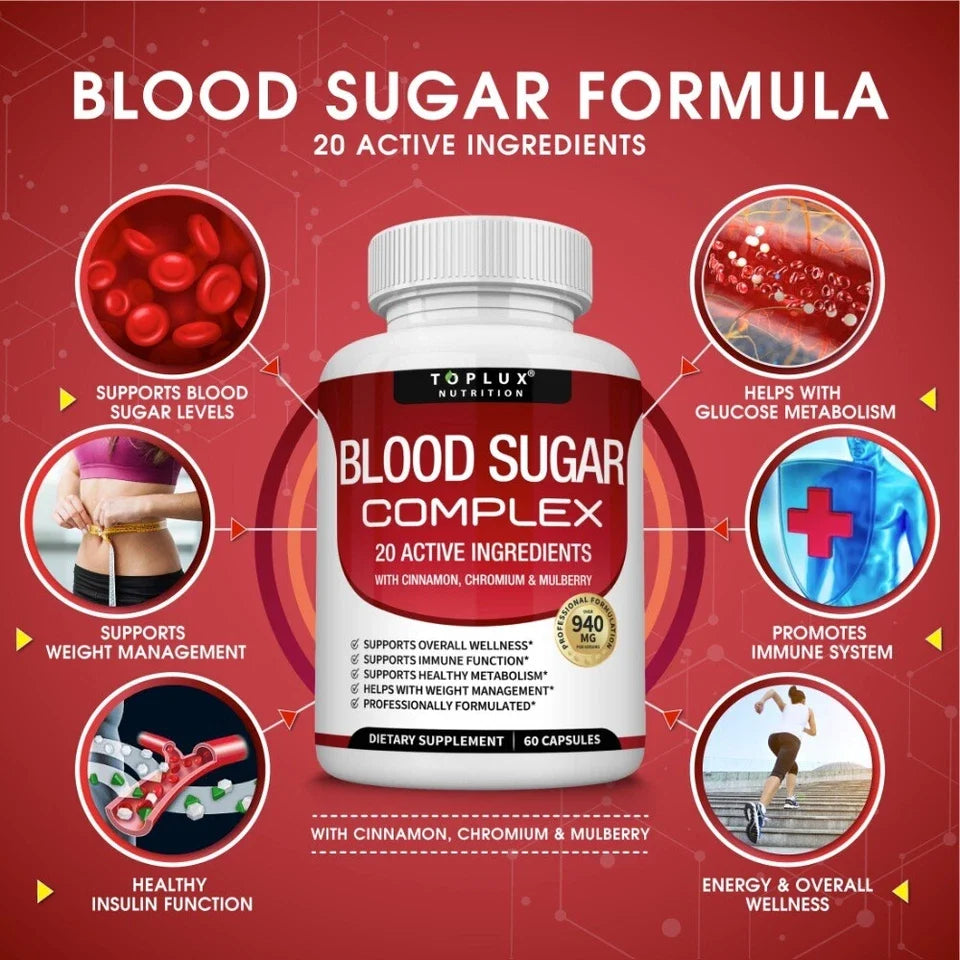 BLOOD SUGAR BLEND SUPPORT Alpha Lipoic Acid Cinnamon 20 Herbs Complex 60 Capsule