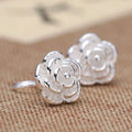Iterary Flower Earrings Silver-plated Earrings Handmade Curved Hook Plum Blossom