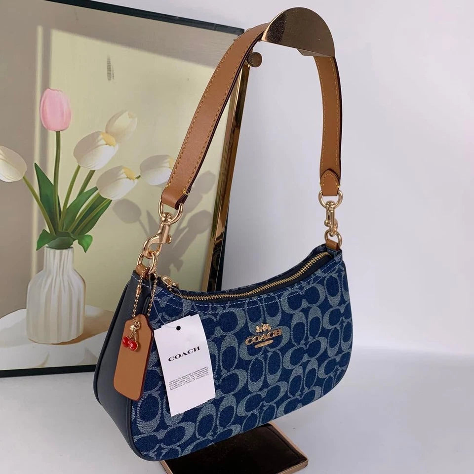 Coach CAF82 Denim/Natural Teri Shoulder Signature Denim Outlet