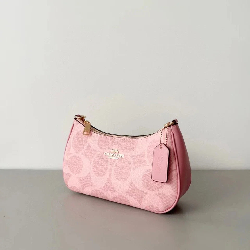 COACH Teri Shoulder Bag In signature canvas/Gold/Powder Pink New CAL51